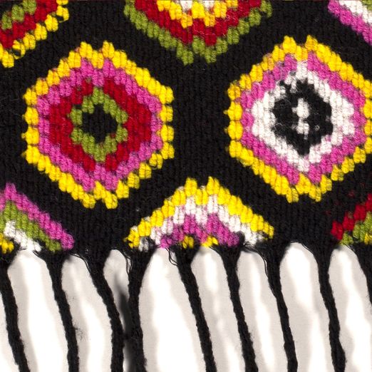 Tissu pour manteau - Laine Motif abstrait Tricot à franges Noir