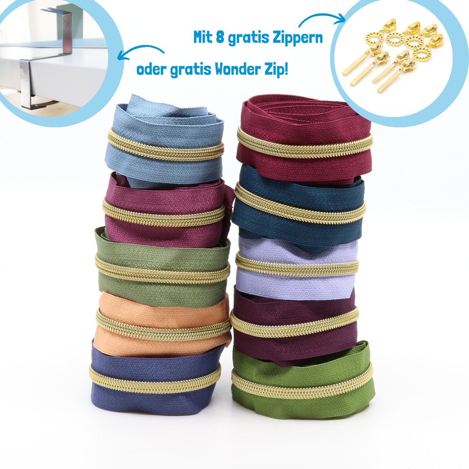 GOLD Metallisierte Reißverschlüsse 6,5mm - 10er Set SOFT-0 GOLD Metallisierte Reißverschlüsse 6,5mm - 10er Set SOFT-0