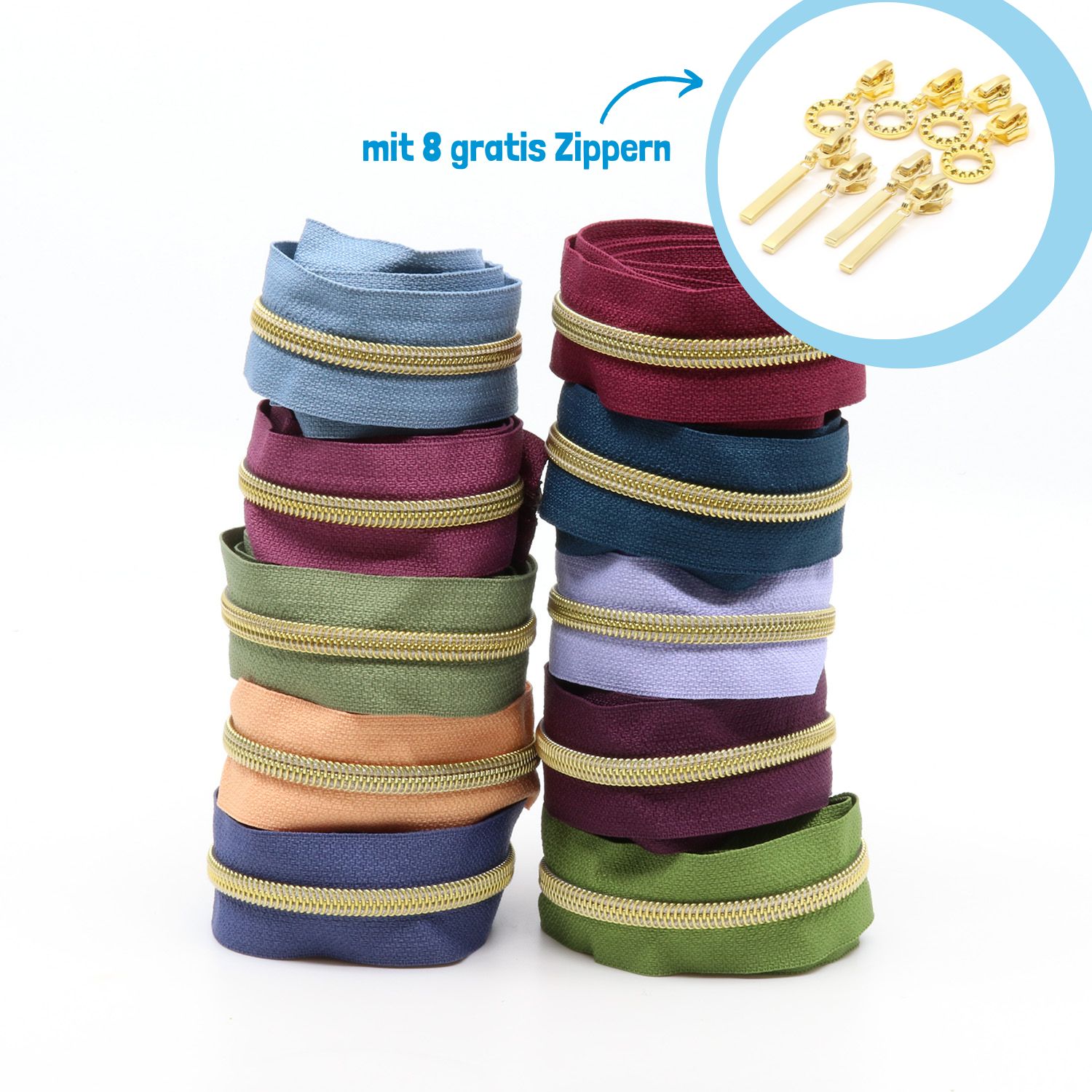 GOLD Metallisierte Reißverschlüsse 6,5mm - 10er Set SOFT-1 GOLD Metallisierte Reißverschlüsse 6,5mm - 10er Set SOFT-1