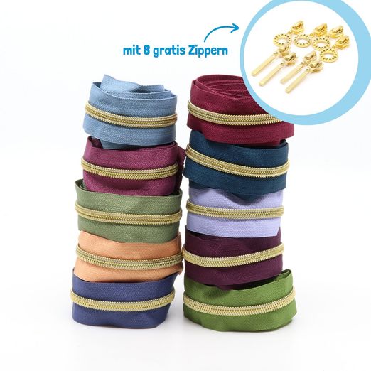 GOLD Metallisierte Reißverschlüsse 6,5mm - 10er Set SOFT GOLD Metallisierte Reißverschlüsse 6,5mm - 10er Set SOFT
