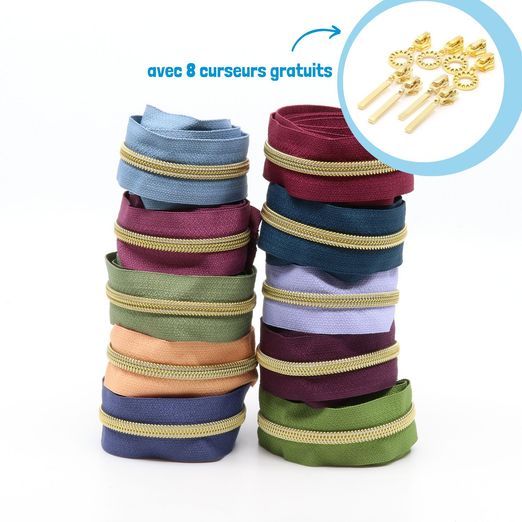 DORÉ - Fermetures éclair métallisées 6,5mm - Lot de 10 SOFT