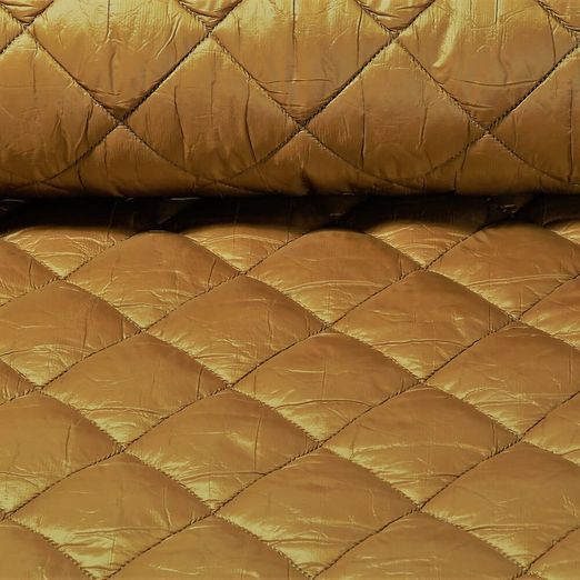 Tissu matelassé pour veste - Losanges Moutarde 65mm Ouaté