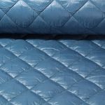Tissu matelassé pour veste - Losanges Bleu pétrole 65mm Ouaté