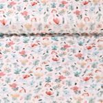 Fleece Minky - Digitaldruck Blumen und Regenbogen Weiß