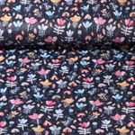 Fleece Minky - Digitaldruck Blumen und Regenbogen Blau