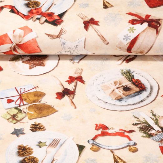 Canevas coton Premium - Impression numérique Déco de Noel Vanille
