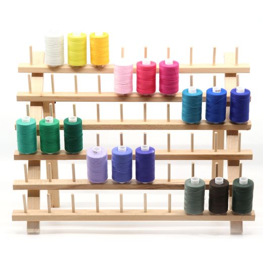 Garnrollenhalter aus Holz für 60 Spulen Garnrollenhalter aus Holz für 60 Spulen