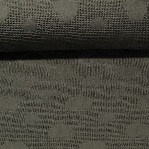 Baumwolle Waffel - Jacquard Herzen Army
