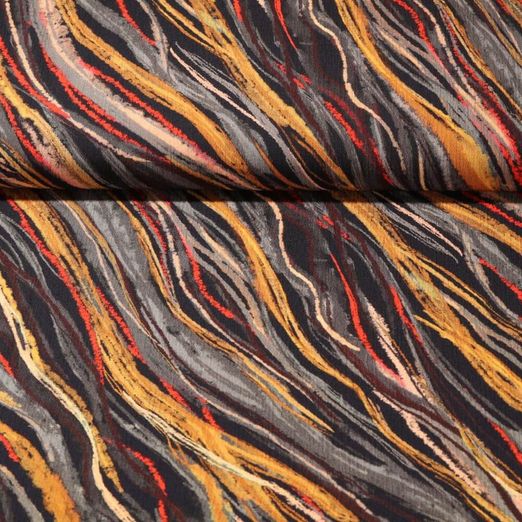 Viscose - Stretch Crépon Abstrait Noir