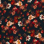 Viscose - satijn digitale print bloemen groen Viscose - satijn digitale print bloemen groen
