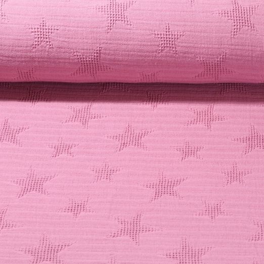 Coton nid d'abeille - Jacquard Étoiles Vieux rose