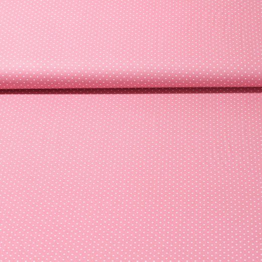 Popeline de coton Bonnie - Pois Vieux rose Blanc