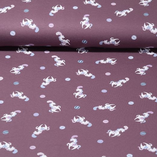 Jersey - Zirkuspferdchen Mauve Garngefärbt