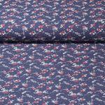 Jersey Sanetta - Petites fleurs Bleu Teinté dans la masse