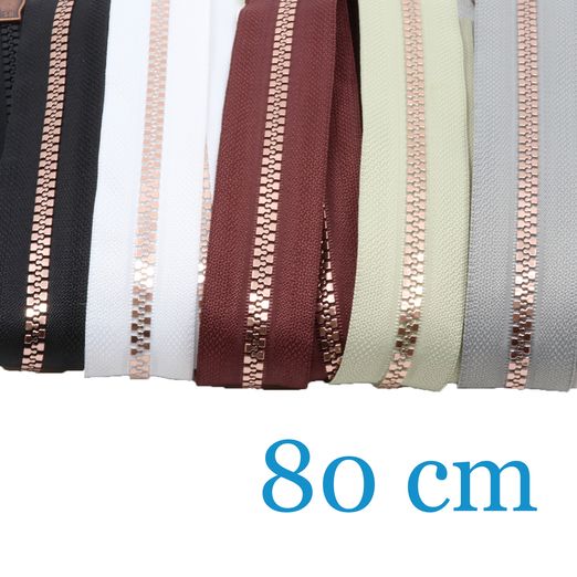 KUPFER Metallisierter Jackenreißverschlüsse teilbar 80cm - 5er Set KUPFER Metallisierter Jackenreißverschlüsse teilbar 80cm - 5er Set