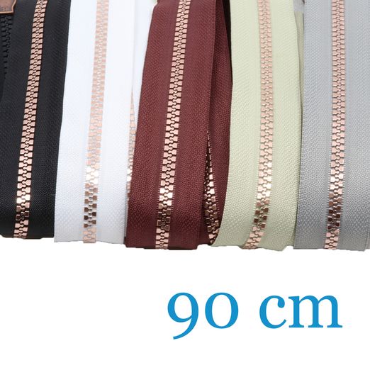 KUPFER Metallisierter Jackenreißverschlüsse teilbar 90cm - 5er Set KUPFER Metallisierter Jackenreißverschlüsse teilbar 90cm - 5er Set