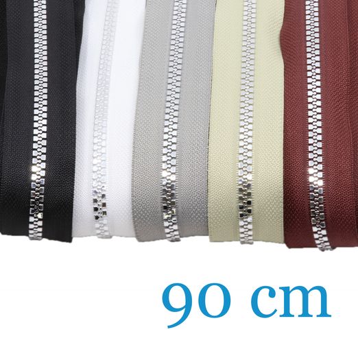ARGENT Fermetures éclair pour vestes Métallisées Séparables 90cm - 5 pc ARGENT Fermetures éclair pour vestes Métallisées Séparables 90cm - 5 pc