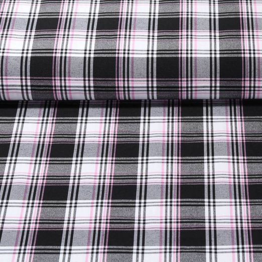 Hosenstoff - Bengaline Karo Schwarz Rosa