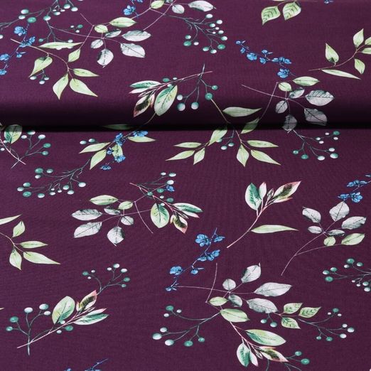 Coton Gütermann - Collection brillante Feuilles et baies Aubergine