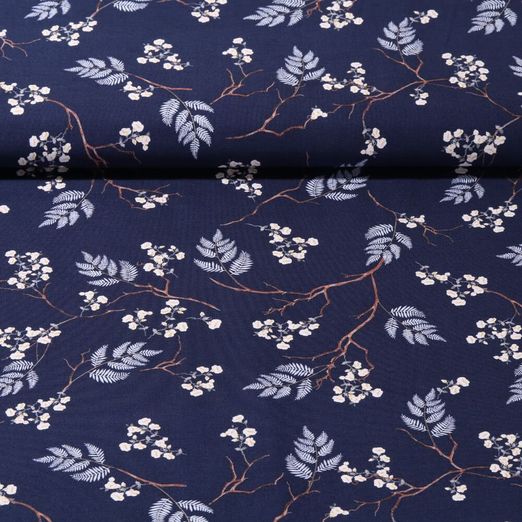 Gütermann Baumwolle Webware - Brilliant Kollektion Blumenzweige Blau