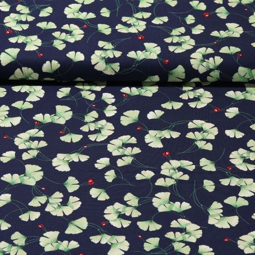 Coton Gütermann - Collection brillante Feuilles de ginkgo Marine