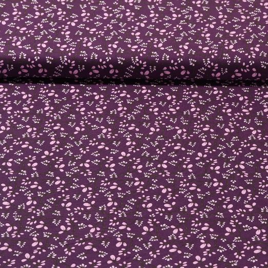 Gütermann Baumwolle Webware - Brilliant Kollektion Blätterzweige Aubergine