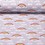 Sweat d'été - French Terry Nuages et arcs-en-ciel Gris Structure bouclée