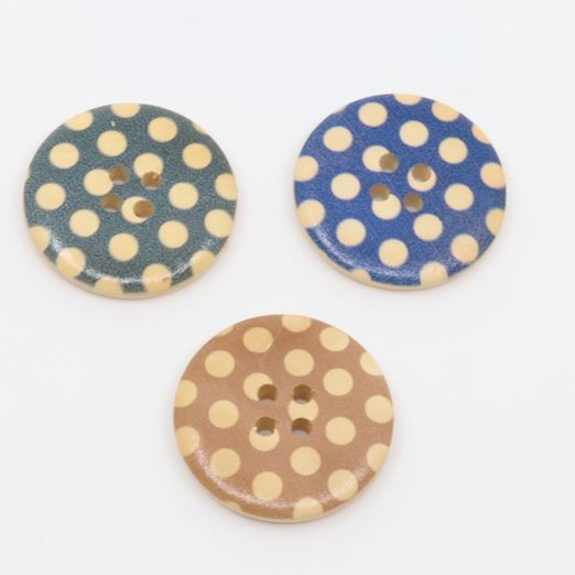 Bouton en bois à pois - 3 cm Bouton en bois à pois - 3 cm