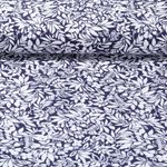 Tissu pour pantalons - Bengaline Feuilles Bleu marine Blanc