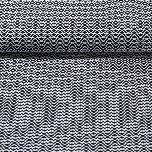 Hosenstoff - Bengaline Wellenlinien Schwarz Weiß