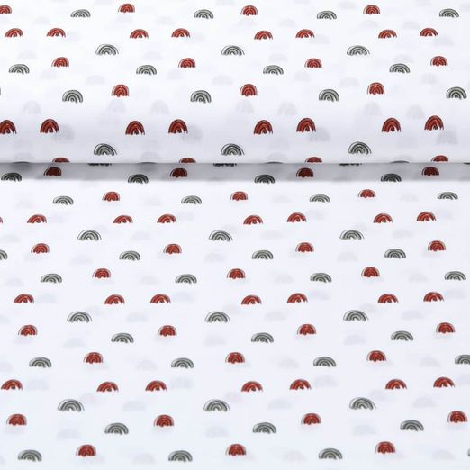 Popeline de coton - Petits arcs-en-ciel Blanc Vert