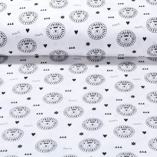 Mousseline de coton bio - Lions Blanc cassé Structure lisse