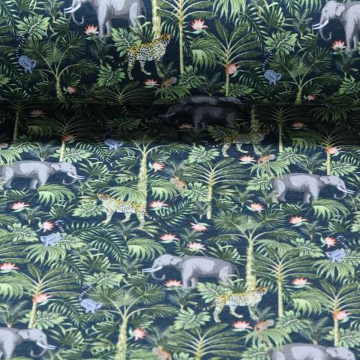 Jogging - Digitaldruck Elefant im Dschungel Navy