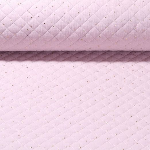 Baumwoll Musselin Alice - Gesteppt Punkte Rosa Gold