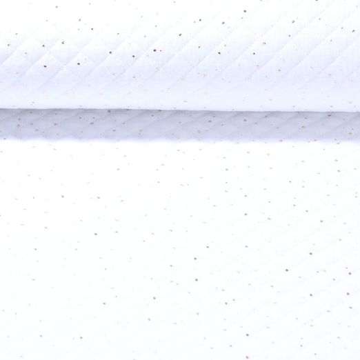 Mousseline de coton Alice - Matelassé Pois Blanc Doré