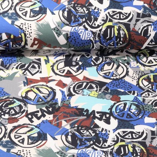 Sweat d'été - French Terry Peace Bleu Structure bouclée