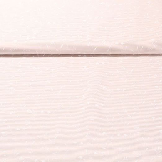 Popeline de coton - Stretch rayé Beige fleuri Élasticité longitudinale