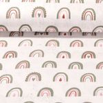 Mousseline de coton bio - Grands arcs Ecru Vert Structure lisse