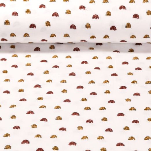 Mousseline de coton - Grands arcs Ecru Jaune Structure lisse
