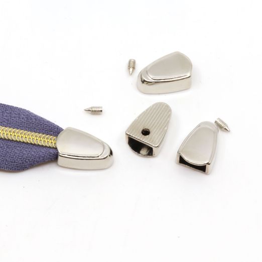 Zipper Endstück dreieckig - silber - 4 Stück