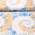 Baumwolle Bestickt - Muscheln Lochstickerei Blau Beige