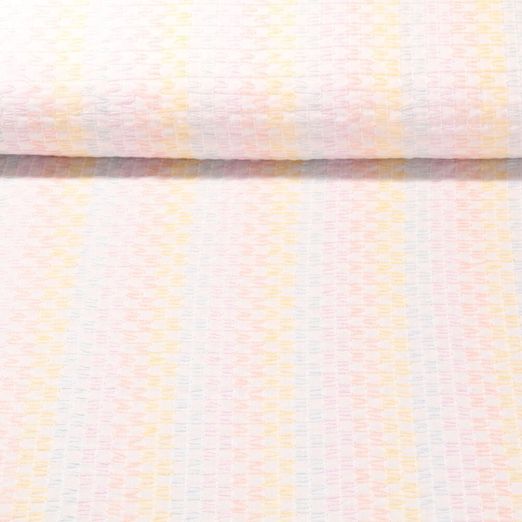 Coton - Brodé Bunte Rayures multicolores Blanc Pastel