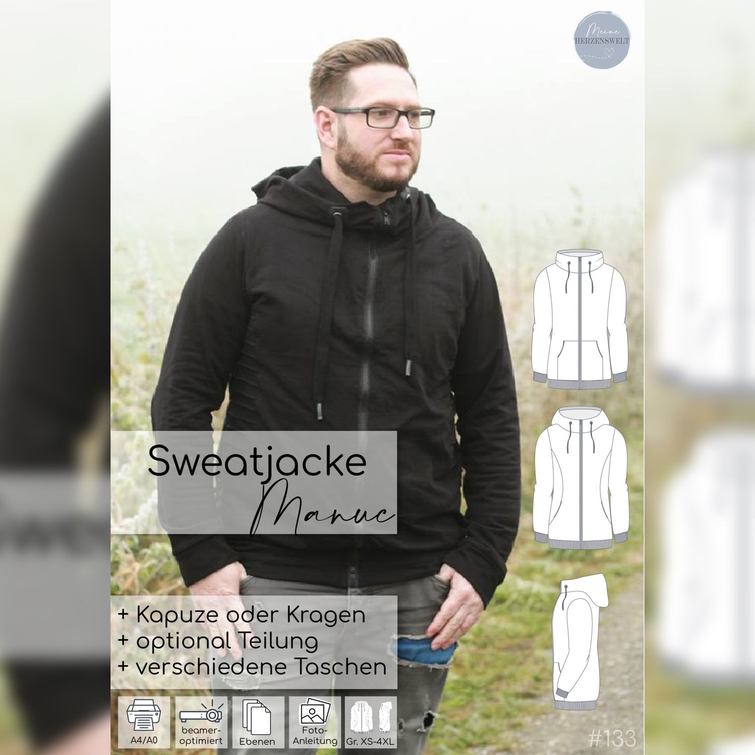 Sweatjacke - sein Manuc - Schnittmuster eBook-2 Sweatjacke - sein Manuc - Schnittmuster eBook-2