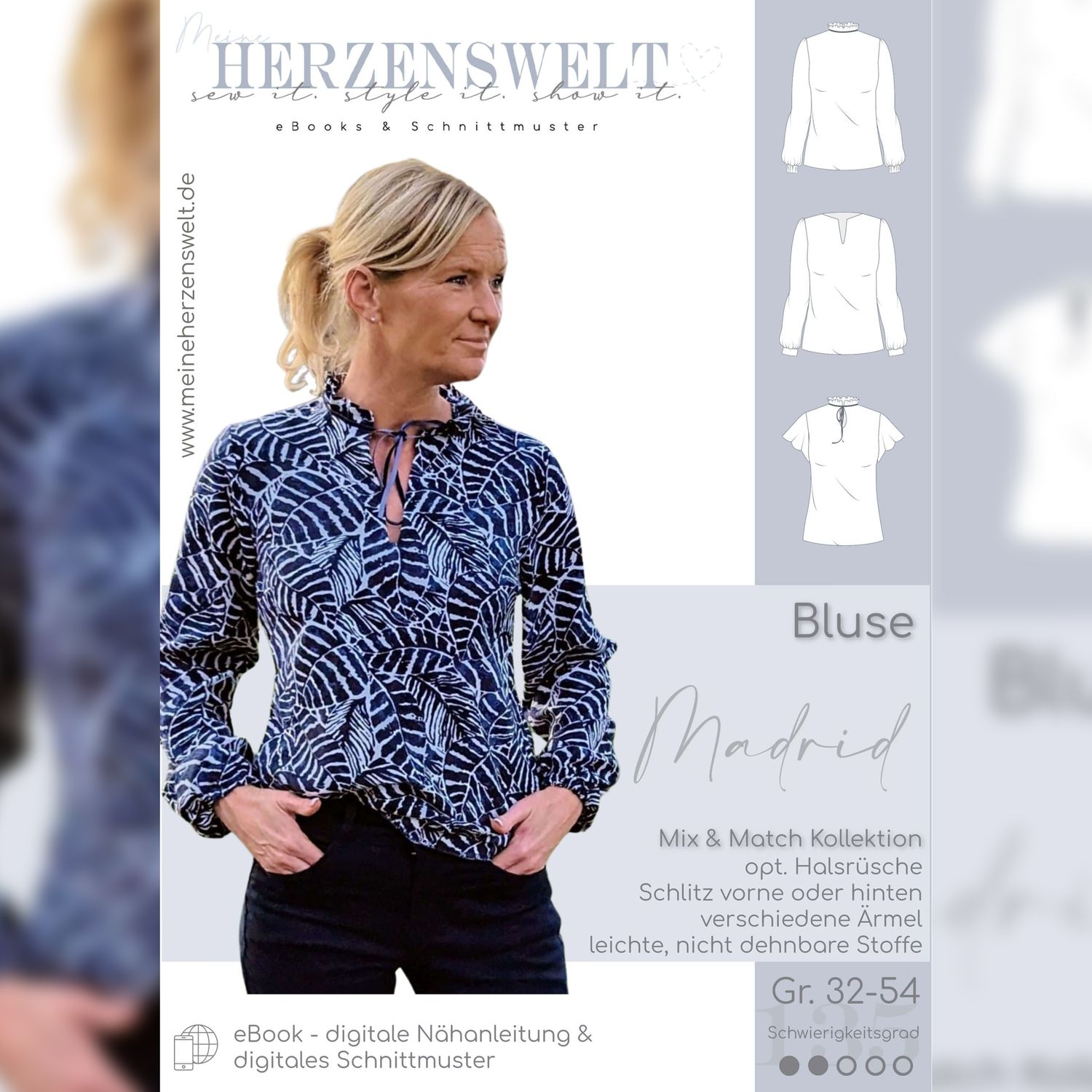 Bluse - Madrid - Schnittmuster eBook-2 Bluse - Madrid - Schnittmuster eBook-2