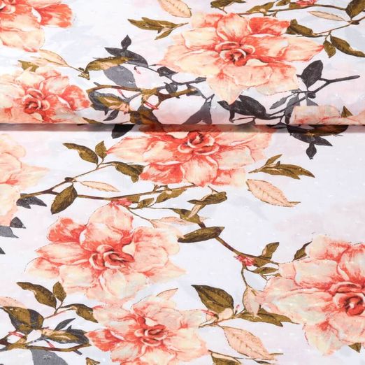 Viscose - Roses Ecru