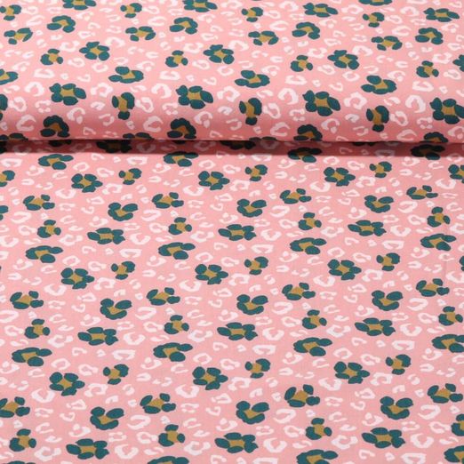 Popeline de viscose - Motif léopard Rose