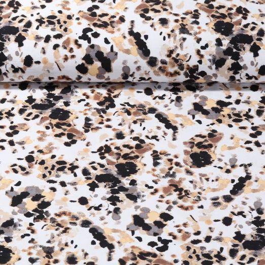 Tissu pantalon - Bengaline Taches colorées Ecru Brun