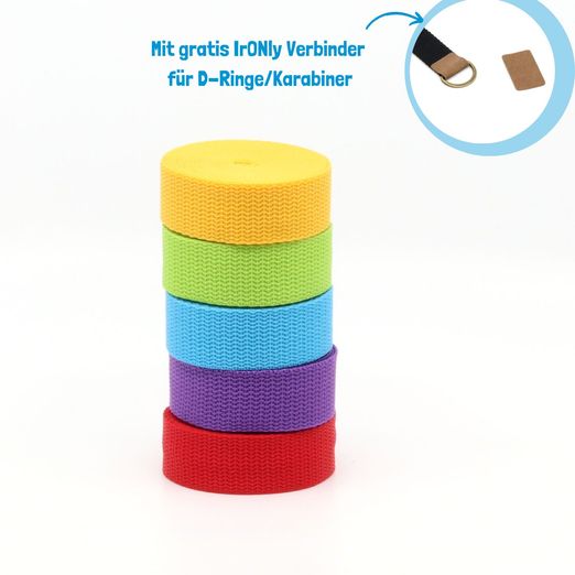 5er Set Gurtband 25mm "Light" - 3m Länge - RAINBOW 5er Set Gurtband 25mm "Light" - 3m Länge - RAINBOW