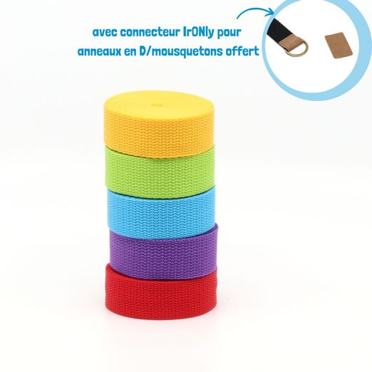 Lot de 5 sangles 25mm "Light" - 3m de long - ARC-EN-CIEL Lot de 5 sangles 25mm "Light" - 3m de long - ARC-EN-CIEL