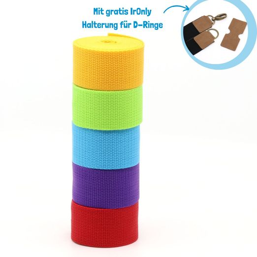 5er Set Gurtband 40mm "Light" - 3m Länge - RAINBOW 5er Set Gurtband 40mm "Light" - 3m Länge - RAINBOW